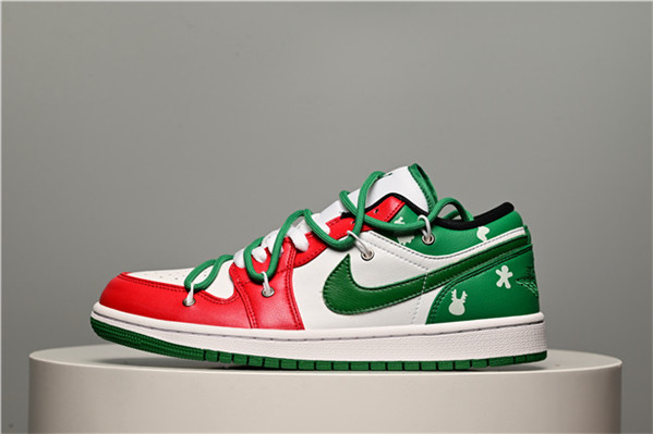 Men's Running Weapon Air Jordan 1 Low Red/White/Green Shoes 511